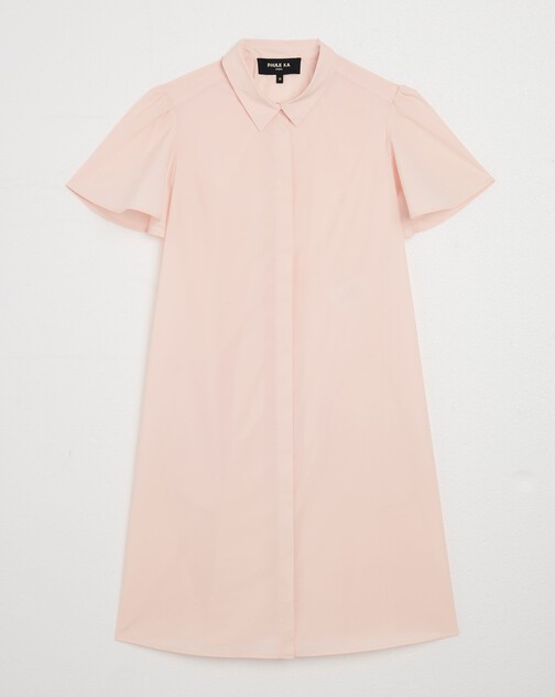 Robe courte en popeline de coton stretch