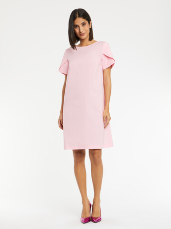 Short cotton poplin A-line dress - Candy pink