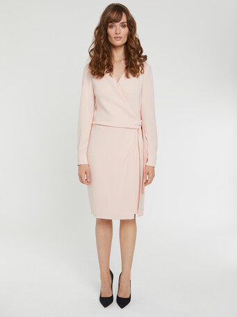Robe portefeuille en crêpe envers satin - Poudre