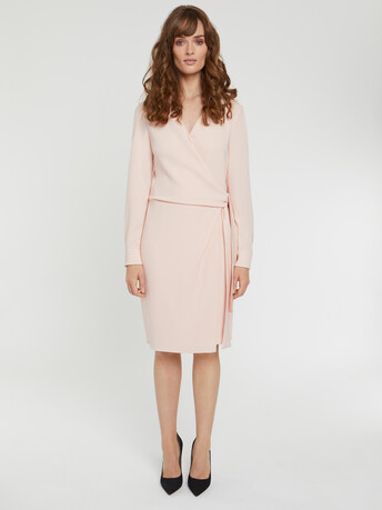Robe portefeuille en crêpe envers satin - Poudre