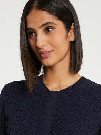 Cardigan en soie à points fantaisie - Marine
