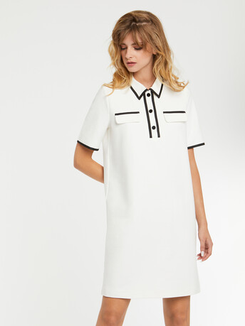 WOVEN DRESS - White / black