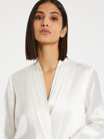 Wrap-effect silk top - Off white