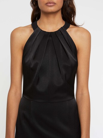 Robe mi-longue en satin - Noir