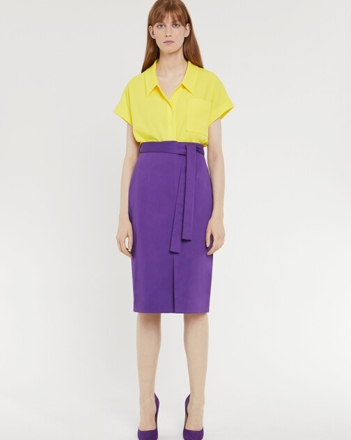 Jupe midi nouée à la taille en gabardine de coton