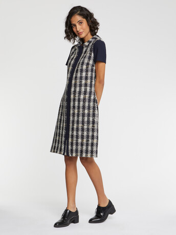 Houndstooth midi dress - Noir / blanc casse