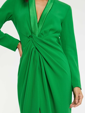 Robe mi-longue en crêpe envers satin - Vert