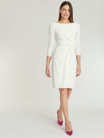 Robe en crêpe envers satin - Blanc casse