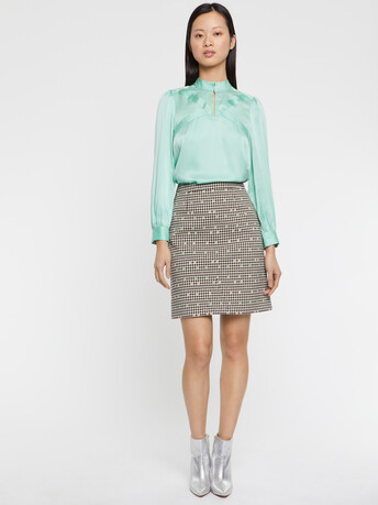 Houndstooth mini skirt - multicolor