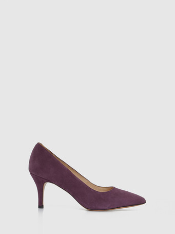 Escarpin à petit talon en cuir velours - Cassis