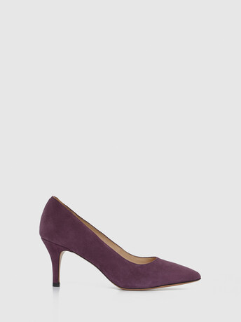 Escarpin à petit talon en cuir velours - Cassis