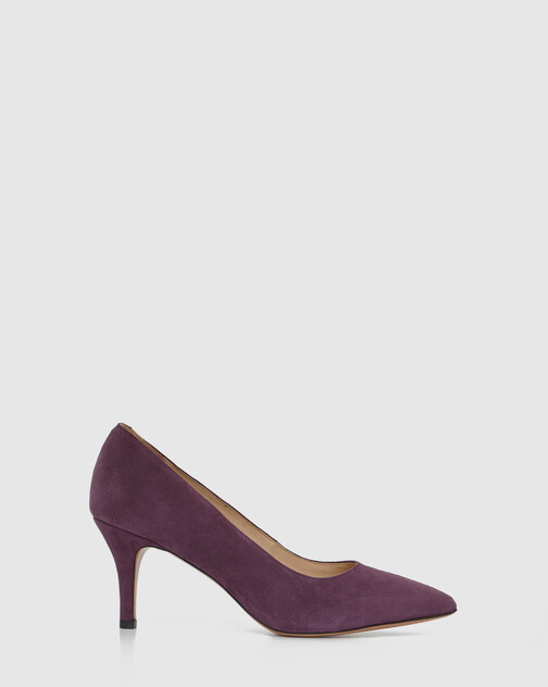 Escarpin à petit talon en cuir velours