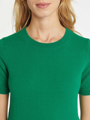 Pull à manches courtes en laine et cachemire - Emeraude