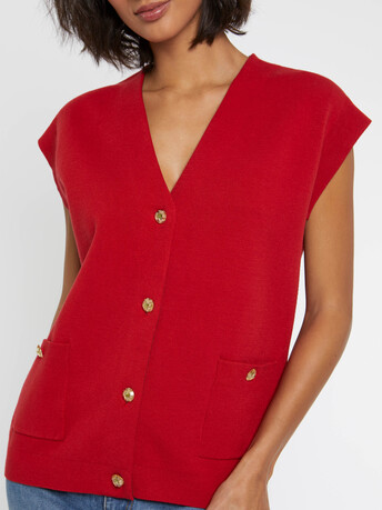 Double-faced vest with ornate buttons - Hibiscus/ ecorce