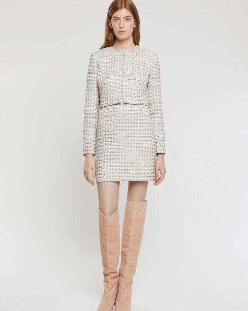 Mini-knot tweed skirt