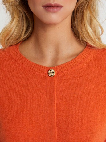 Cashmere cardigan with ornate button - Tangerine