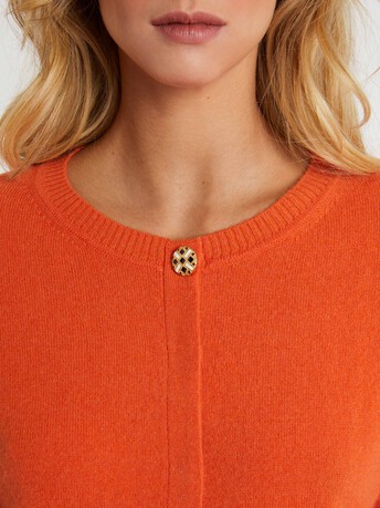 Cardigan à bouton bijou en cachemire - Mandarine