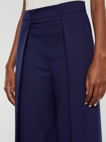Pantalon plissé large en laine fine - Indigo