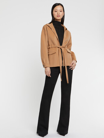 Manteau court en laine et cachemire - Camel