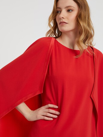 Robe cape en crêpe envers satin - Vermillon