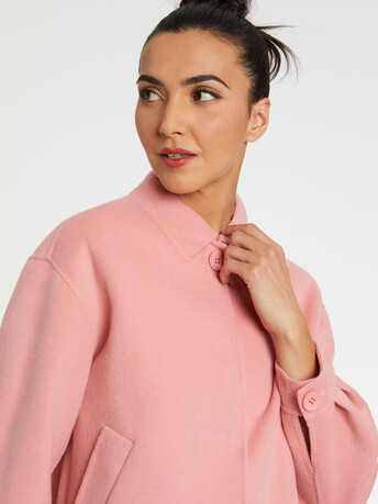 Cropped jacket with wool collar - Candy pink