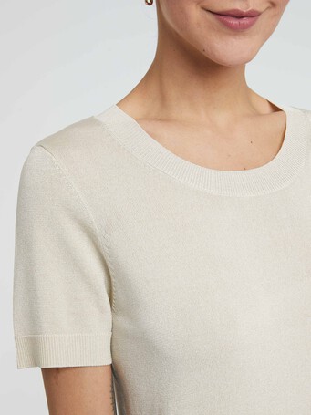 PULL EN VISCOSE LUREX - Blanc casse