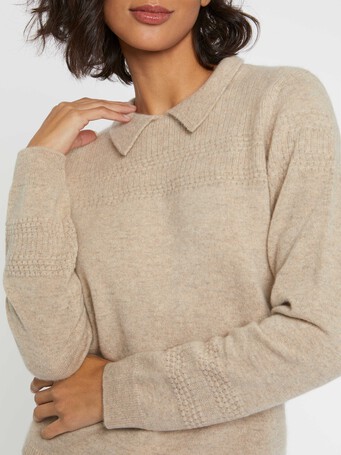Cashmere polo sweater - Sand