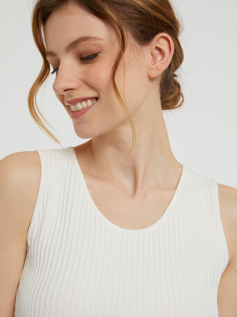 Ribbed-cotton tank top - Off white