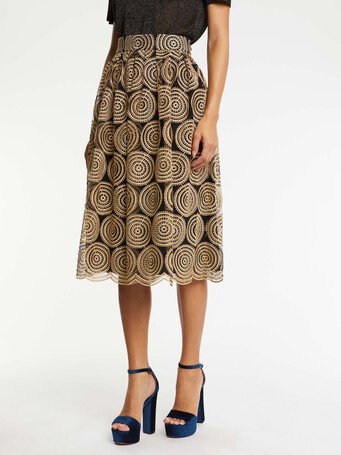 WOVEN SKIRT - Noir / gold