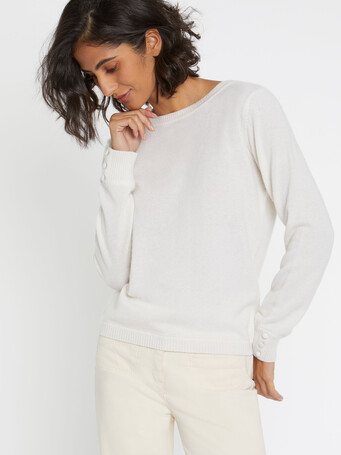 Pull en cachemire ouverture dos - Blanc casse