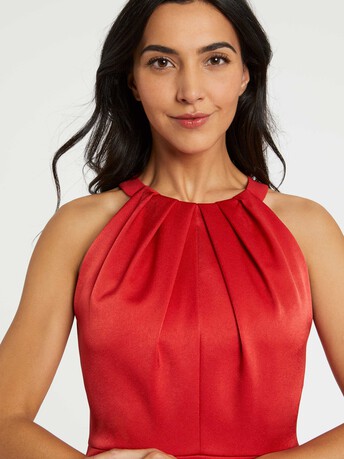 Robe mi-longue en satin - Hibiscus
