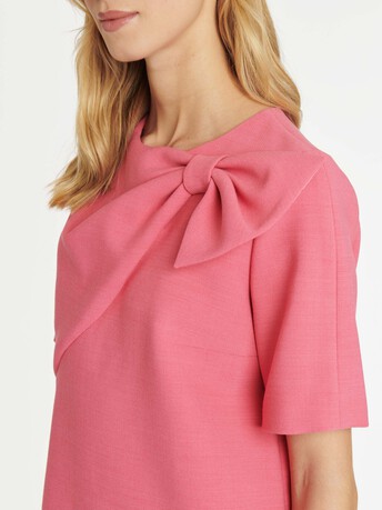 Robe trapèze à noeud en tricotine stretch - Pink