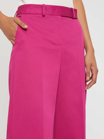 Pantalon flare en popeline de coton - Fuchsia