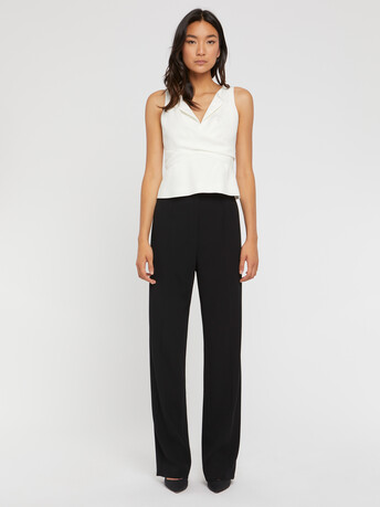 Top sans manches en crêpe envers satin - Blanc casse