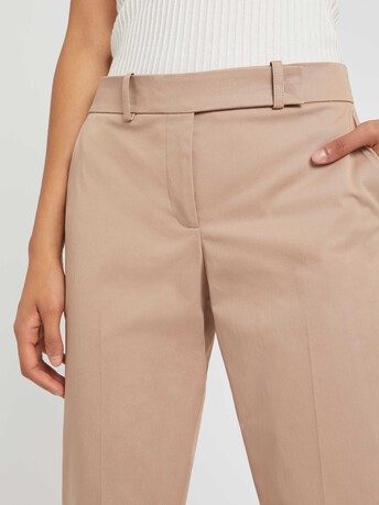 Pantalon droit 7/8ème en popeline de coton - Beige