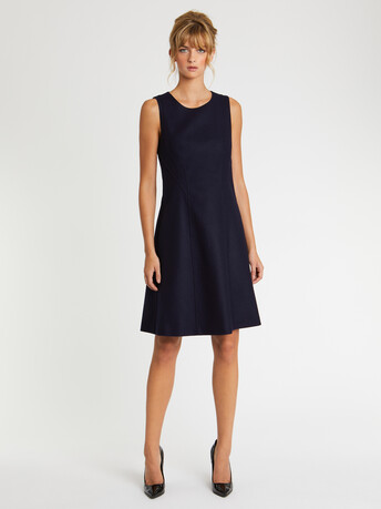 Robe courte en drap de laine - Marine