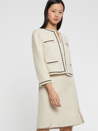 Veste courte en tweed lurex - Ecru