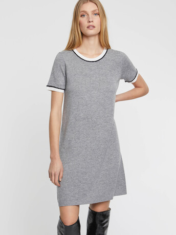 Robe pull en laine et cachemire - Gris / blanc casse