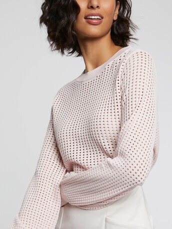 Openwork-knit sweater - Poudre