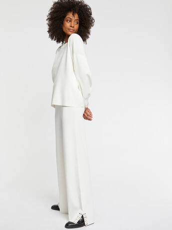 Pantalon bijoux en maille Milano - Blanc casse