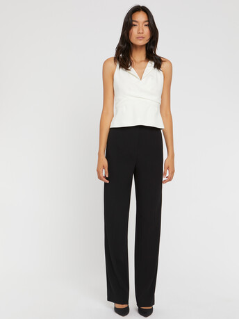Pantalon fluide en crêpe envers satin - Noir