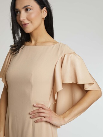 Robe courte en crêpe envers satin - Nougat