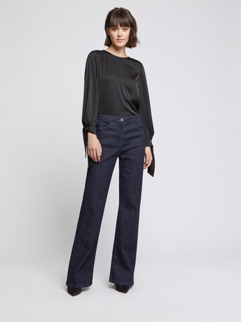 Silk bow top - Noir