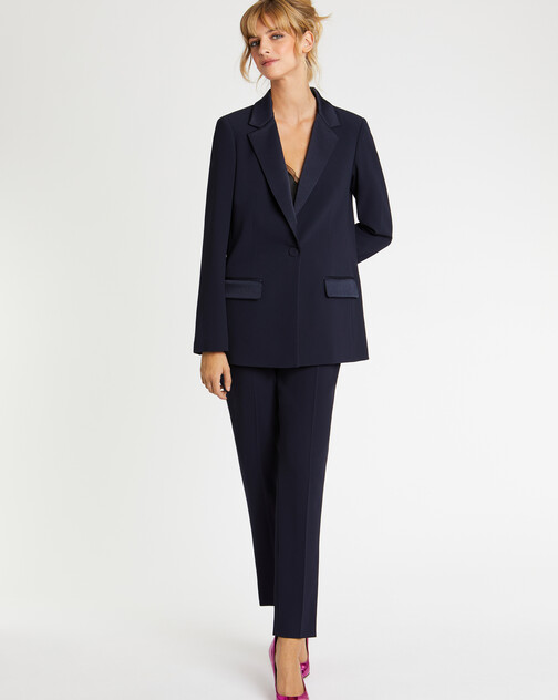 Veste de costume droite en tissu crêpe