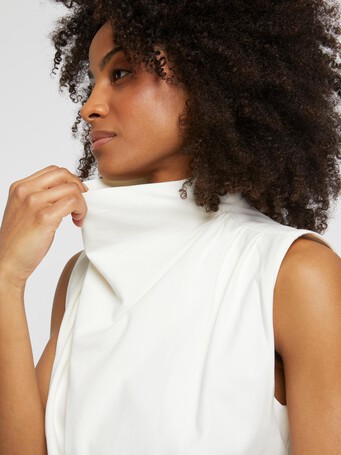 Haut drapé en jersey de coton flammé - Blanc casse
