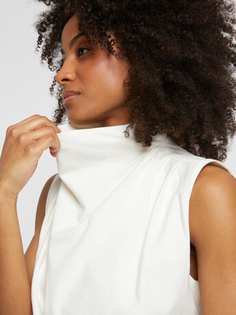 Haut drapé en jersey de coton flammé - Blanc casse