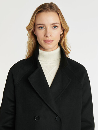 Manteau long double face en laine et cachemire - Noir