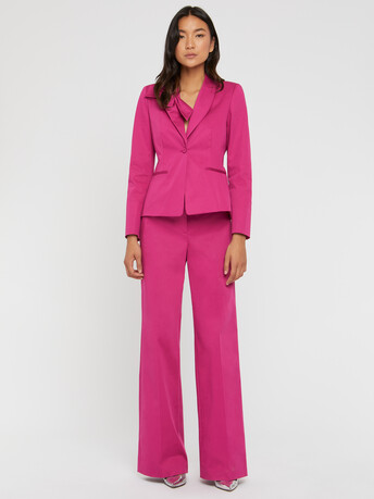 Pantalon flare en popeline de coton - Fuchsia