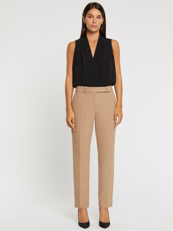 Pantalon cigarette en tricotine stretch - Camel