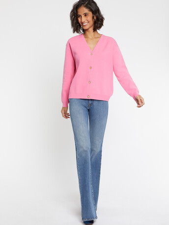 Cardigan double face à boutons bijou - Bubble gum/ mandarine